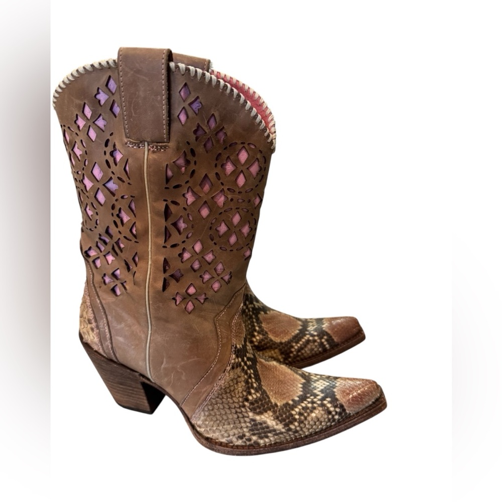 Corral Snakeskin Laser Cut Western Boots Size 9M - Picture 4 of 15